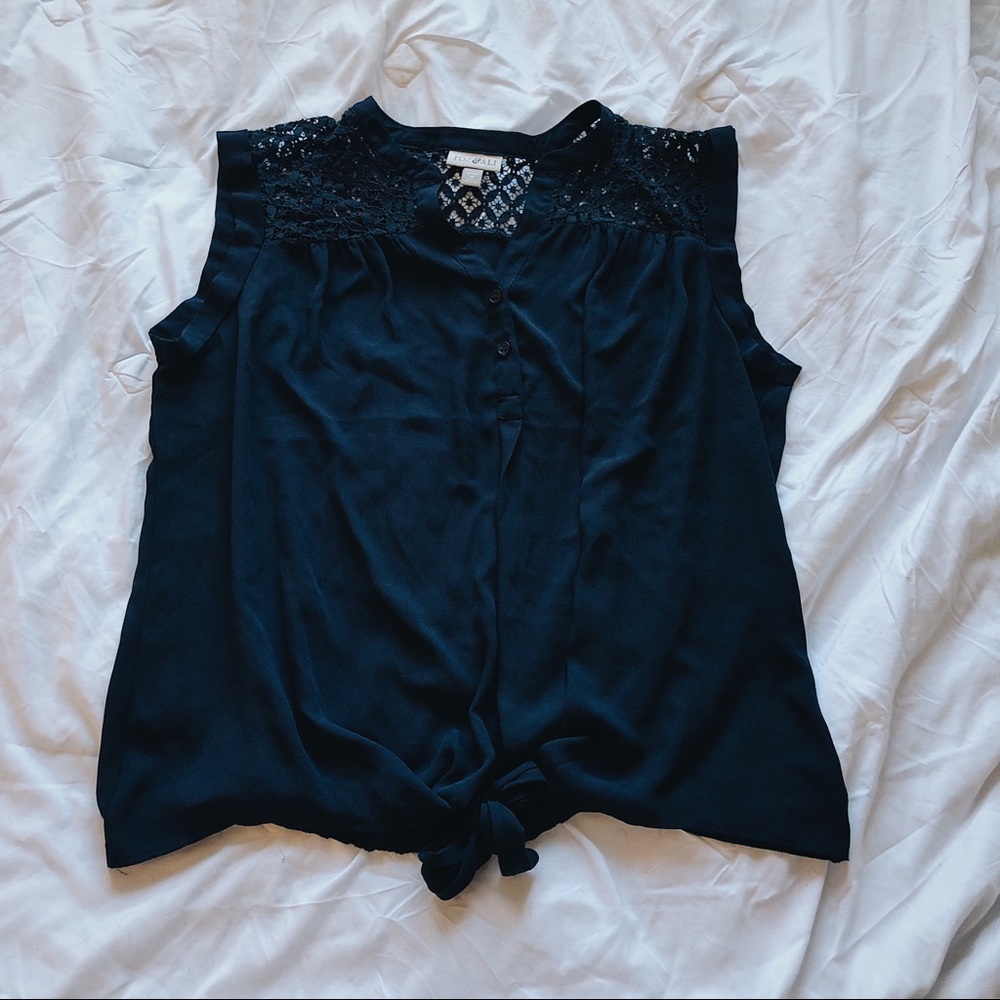 ✨NWOT✨ Navy Blue Lace Button Down Blouse